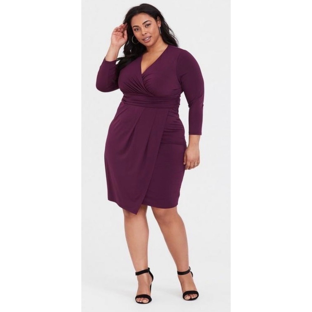 NWT Torrid Purple Faux Wrap Sheath Dress Size 2X Ruched Office Wedding Guest